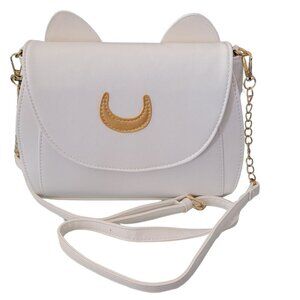 Crescent Moon Kitty Purse White Luna Crossbody Bag NEW